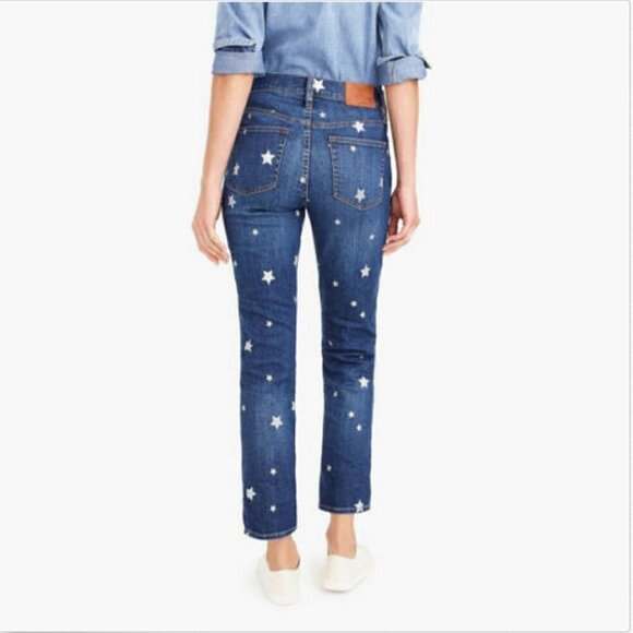 J. CREW VINTAGE STRAIGHT STAR PRINT DENIM JEANS - Picture 4 of 7